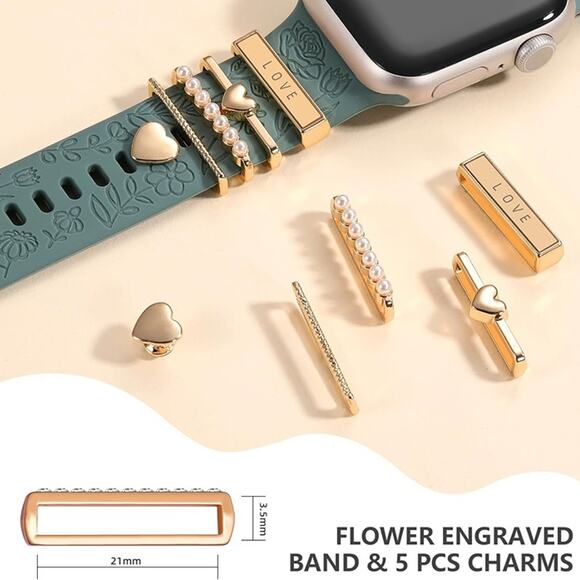Flower Engraved Band Compatible with Apple Watch Bands for Women 40mm 38mm 41mm - Picture 6 of 8